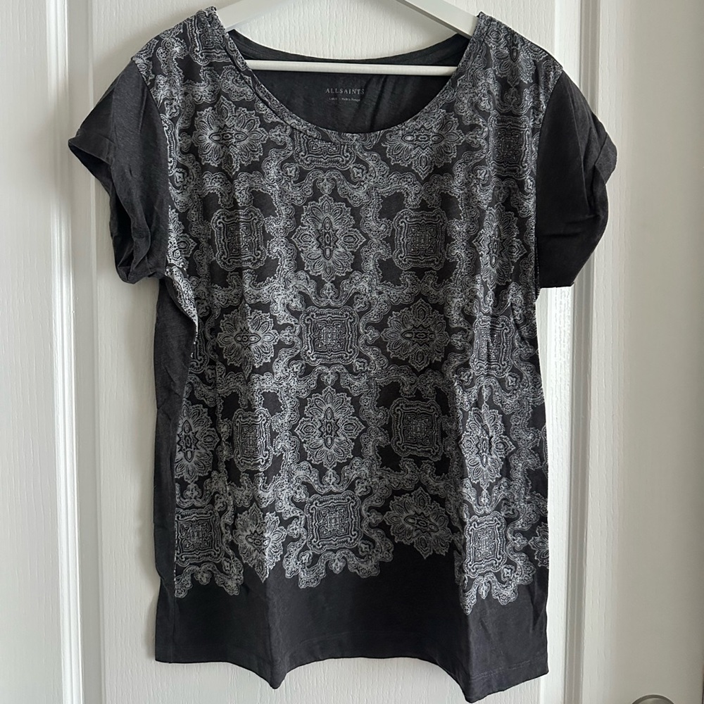 [All Saints] Gray Ornate Women's Tee